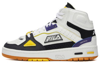 FILA FUSION Teratach Textile, Synthetic Leather Mid top Vintage Basketball Shoes Women's White Black