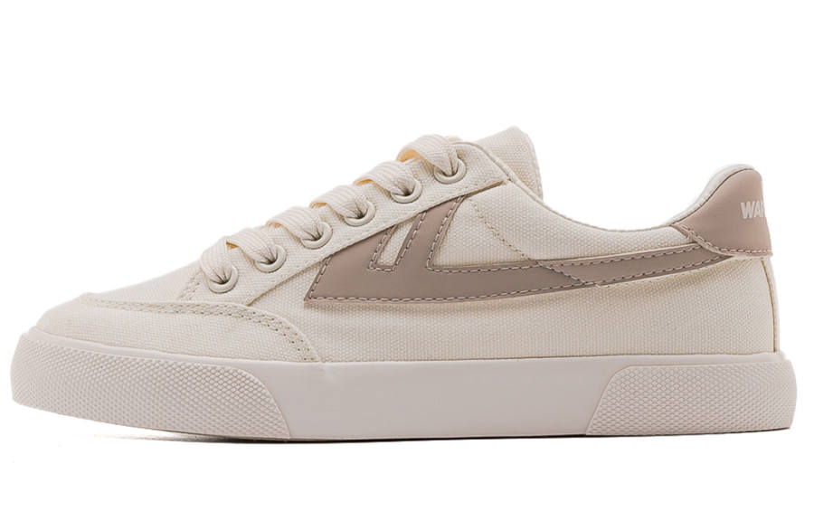 WARRIOR WARRIOR Low top Canvas Shoes Unisex Beige Coffee Caffeine