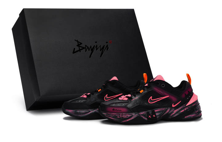 Nike Nike M2K Tekno Chunky Sneakers Unisex Low Top Black Rose Red
