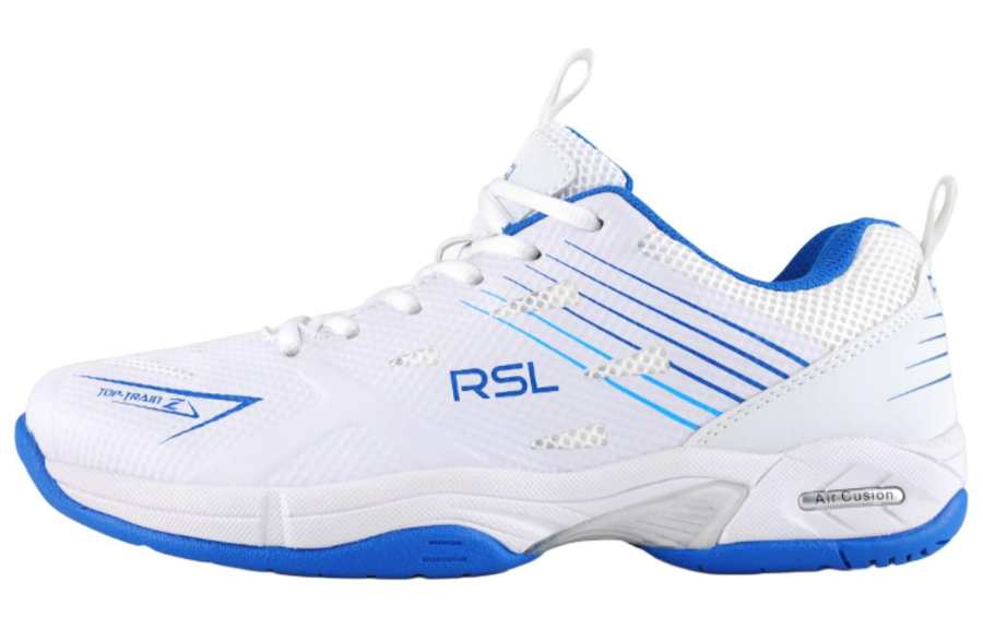 RSL Cushioning Slip Resistant Low top Badminton Shoes Unisex White Blue