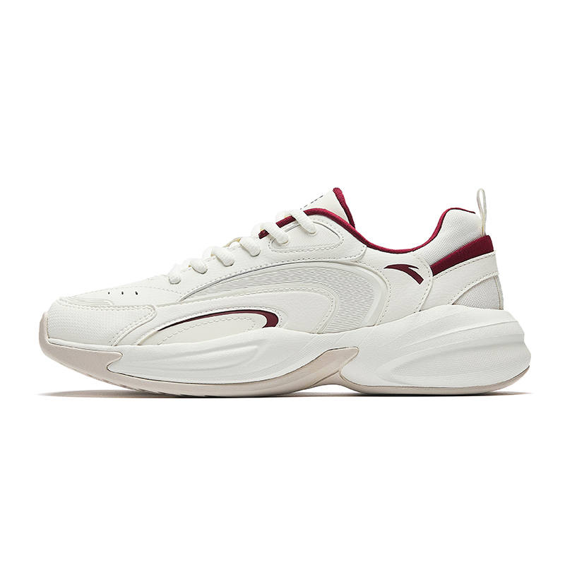 ANTA SUPERSTORE CHAOJIANTA Slip Resistant Cushioning Slip Resistant Cushioning Low top Chunky Sneakers Women's Ivory White Litchi Red