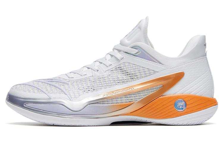 Anta Crazy 4 Rocket Exhaust Flame Slip Resistant Abrasion Resistant Low top Basketball Shoes Men's White Orange