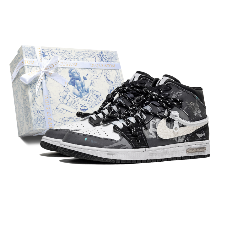 Jordan Jordan Air Jordan 1 Da Vinci Custom, Box, Symbiotic Void Abrasion Resistant Breathable Abrasion Resistant Breathable