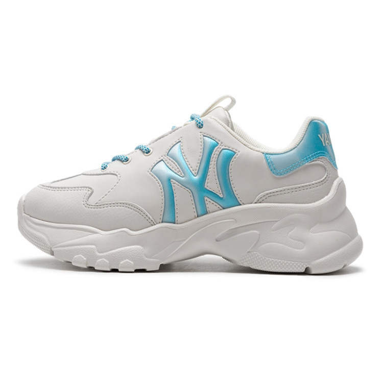 MLB Big Ball Chunky Synthetic Leather Slip Resistant Low top Chunky Sneakers Unisex White