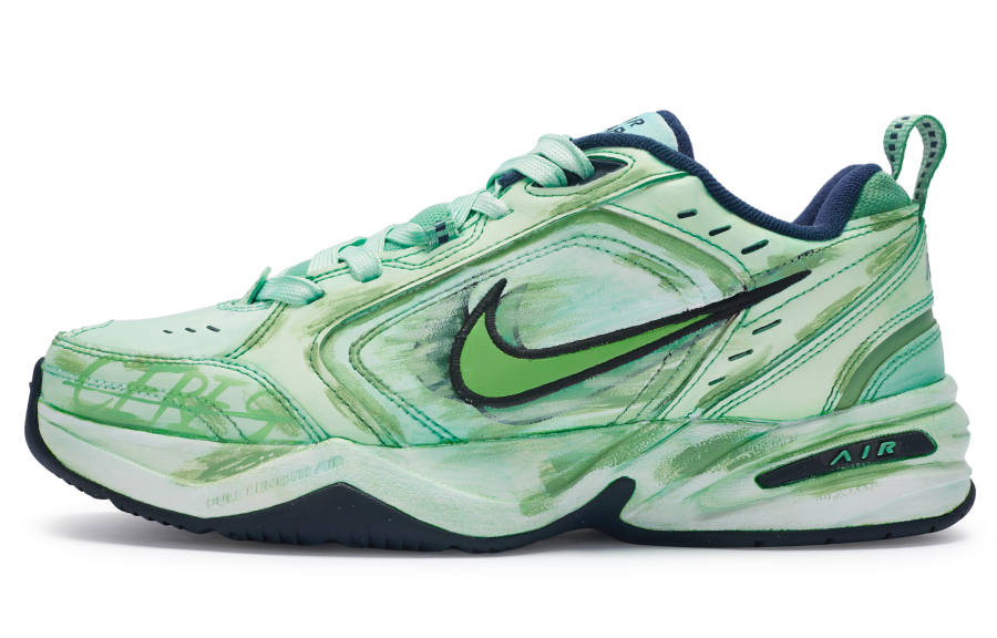 Nike Nike Air Monarch 4 Synthetic Leather, Leather Slip Resistant Slip Resistant Low top Chunky Sneakers Unisex White Green