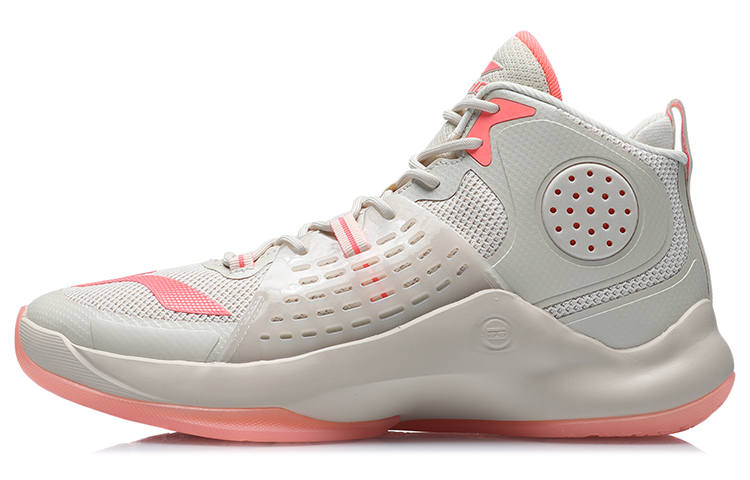 Li-Ning Li Ning Slip Resistant Abrasion Resistant Slip Resistant Abrasion Resistant High top Basketball Shoes Unisex Gray Red