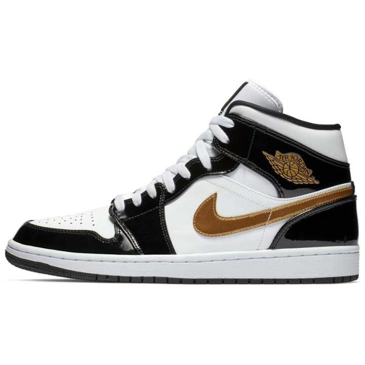 Jordan Jordan 1 Mid Patent Black White Gold