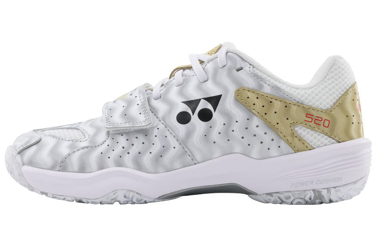 YONEX 520 Wide Slip Resistant Abrasion Resistant Low top Badminton Shoes Unisex Silver White