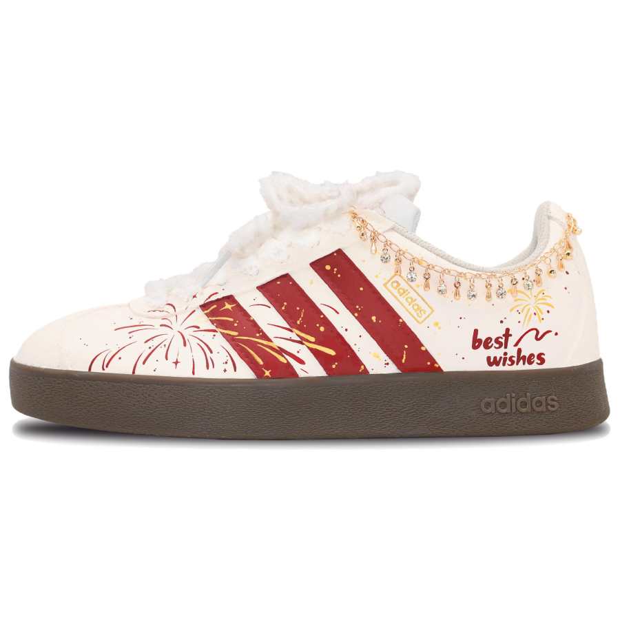 Adidas Adidas Vl Court Classic Winter Flame Display Abrasion Resistant Low top German Army Trainers Women's Red