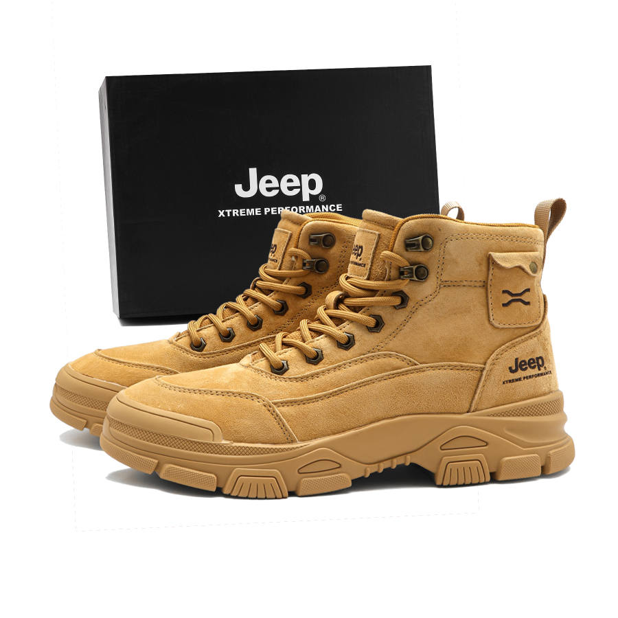 Jeep Cushioning Slip Resistant Abrasion Resistant Breathable Thermal Height Increasing Hiking Shoes Men's