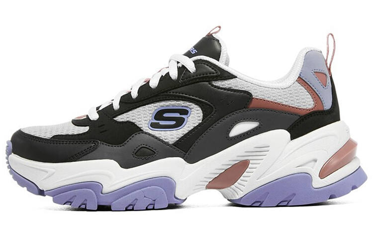 Skechers Stamina V2 Mesh, Artificial Leather Low top Chunky Sneakers Women's Black White Purple