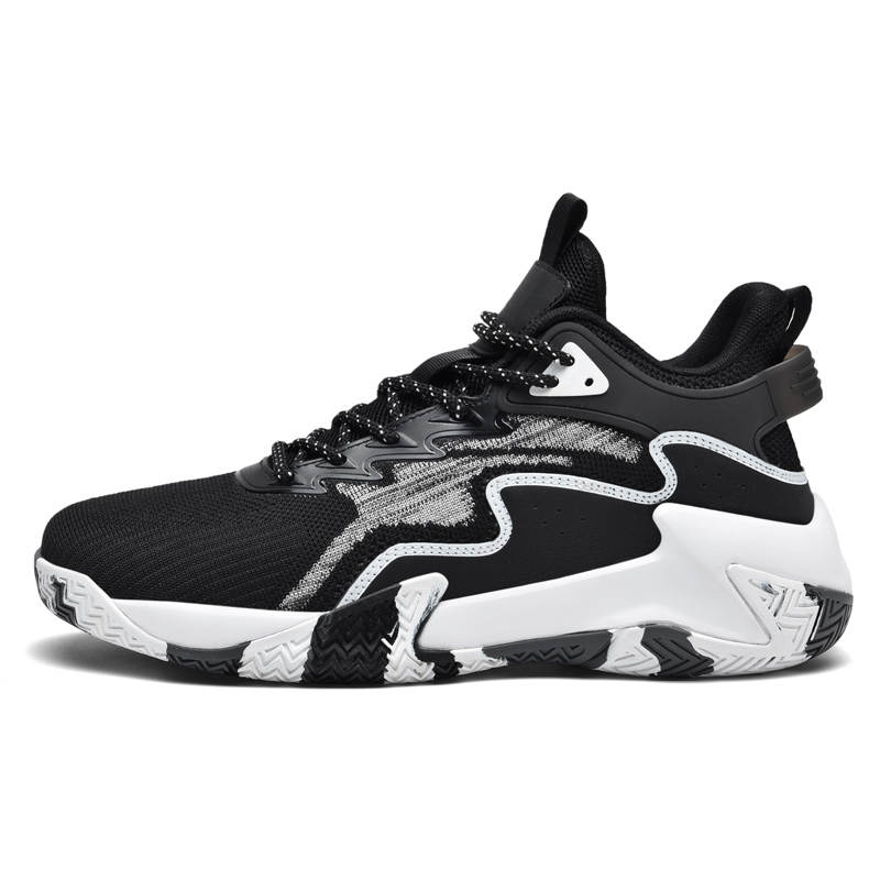BIANSULONG Abrasion Resistant Support Lightweight High top Basketball Shoes Men's Black White