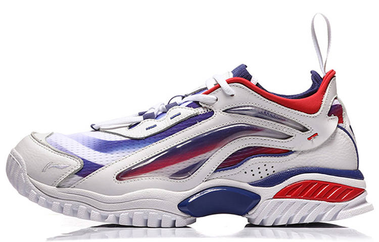 Li-Ning Li Ning Aurora Skyline Cushioning Slip Resistant Mid top Chunky Sneakers Men's White Blue Red