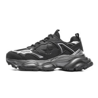 JEEP SPIRIT Height Increasing Abrasion Resistant Breathable Low top Chunky Sneakers Men's Black