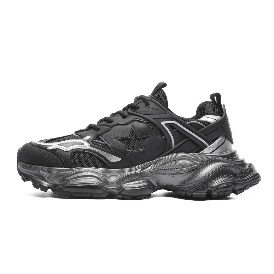 JEEP SPIRIT Height Increasing Abrasion Resistant Breathable Low top Chunky Sneakers Men's Black