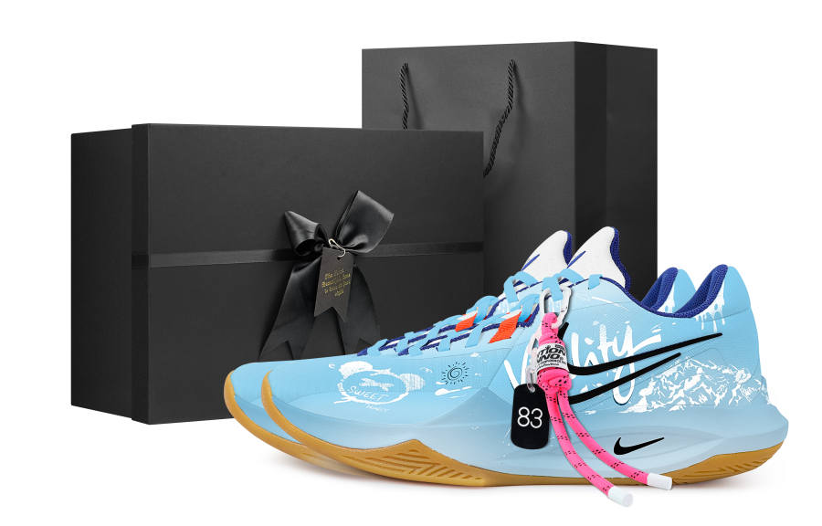 Nike Nike Precision 6 Active Youth Black Box Anti Slip Wear Resistant Low Top Basketball Shoes Men's Sky Blue