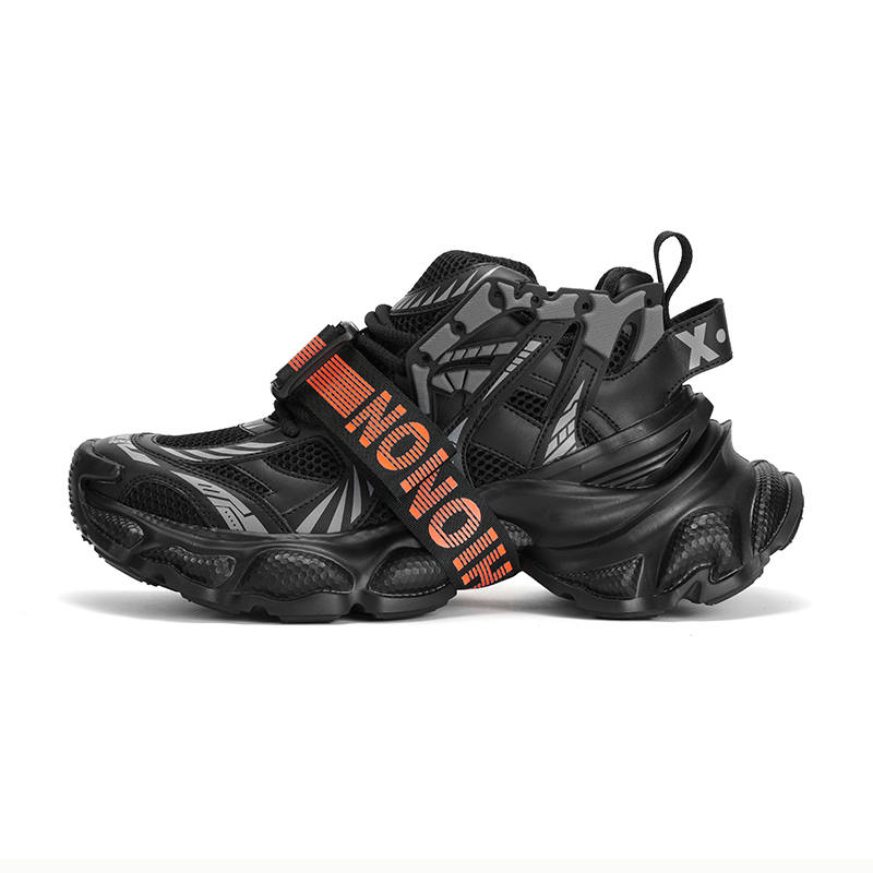 X·LUN Cushioning Abrasion Resistant Height Increasing Low top Chunky Sneakers Unisex Black