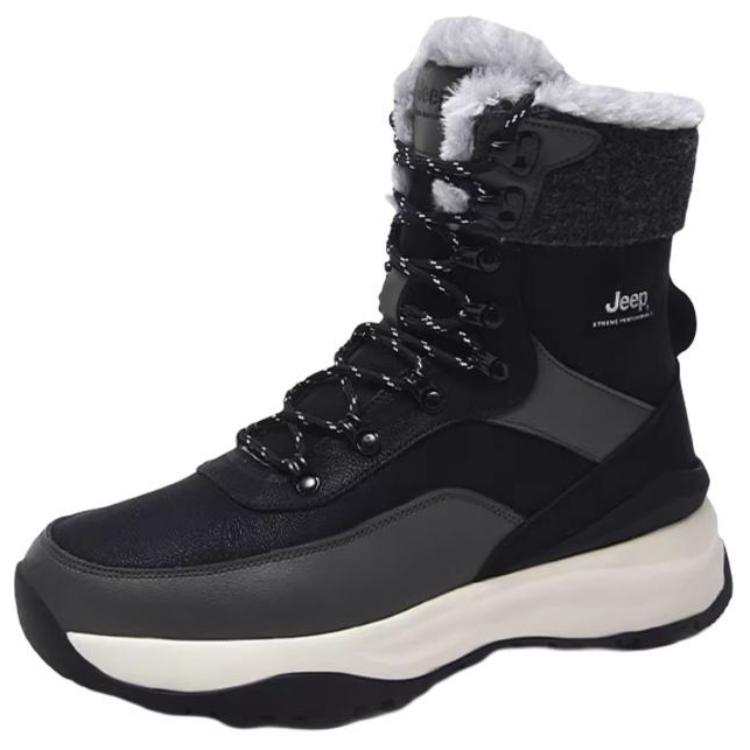 Jeep Thermal Abrasion Resistant Comfortable Crew Snow Boots Men's Black