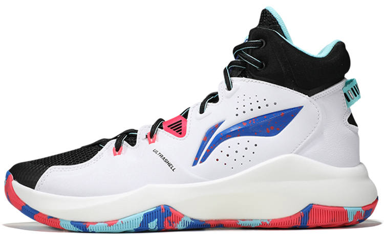 Li-Ning Li Ning Cushioning Slip Resistant Abrasion Resistant High top Basketball Shoes Men's White Black
