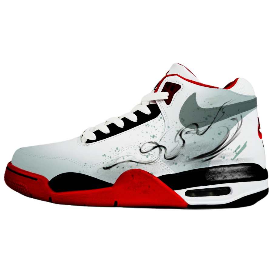 Nike Nike Flight Legacy White Flame Red Flame Abrasion Resistant Mid top Vintage Basketball Shoes Unisex