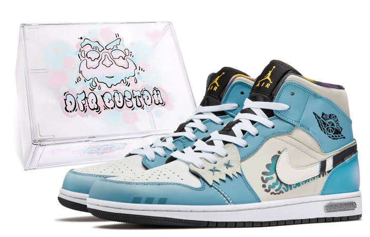Jordan Jordan Air Jordan 1 Da Vinci Custom, Box, Parma Cushioning Slip Resistant Cushioning Slip Resistant High top