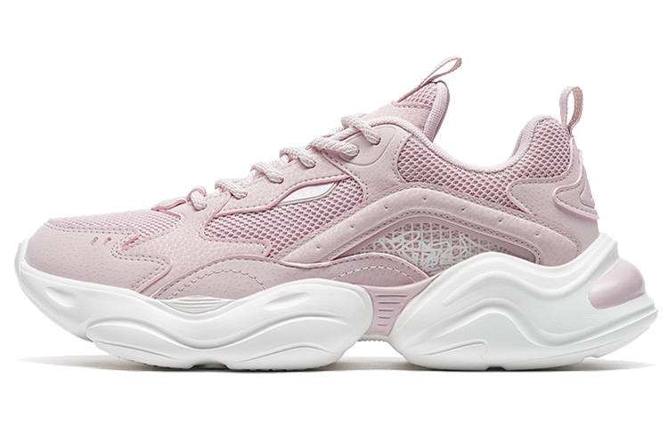XTEP Cushioning Slip Resistant Abrasion Resistant Low top Chunky Sneakers Women's Light Pink