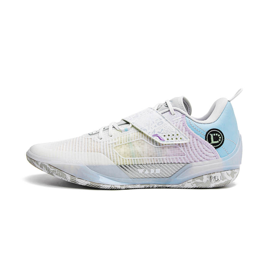 Li-Ning Li Ning Cushioning Abrasion Resistant Low top Carbon Plate Basketball Shoes Men's White Purple Blue