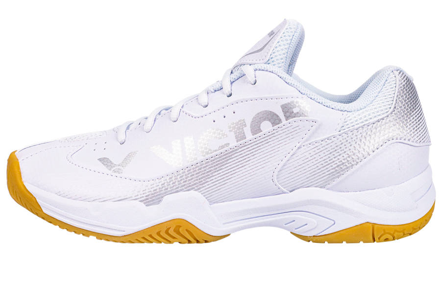 VICTOR Cushioning Slip Resistant Breathable Support Low top Badminton Shoes Unisex White Silver