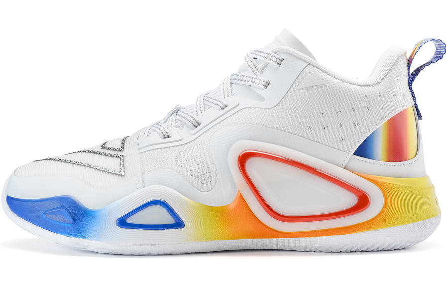 PEAK State Extreme Triangle 2.0 Slip Resistant Abrasion Resistant Mid top Basketball Shoes Men's All White Bright Blue
