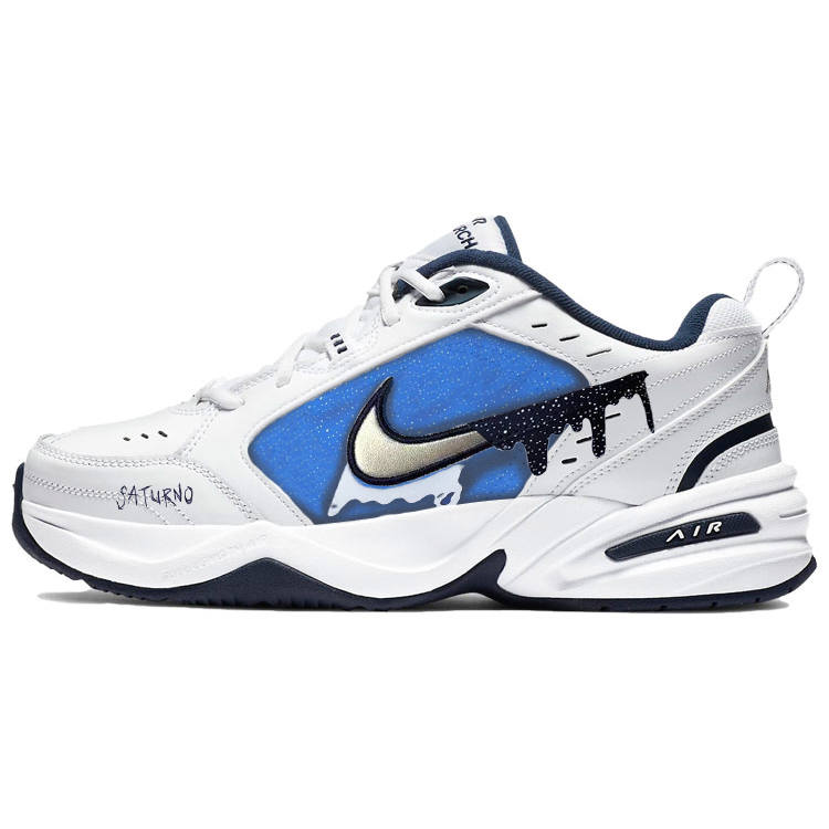 Nike Nike Air Monarch 4 Dazzling Color, Starry Galaxy Cushioning Slip Resistant Low top Chunky Sneakers Unisex White Blue
