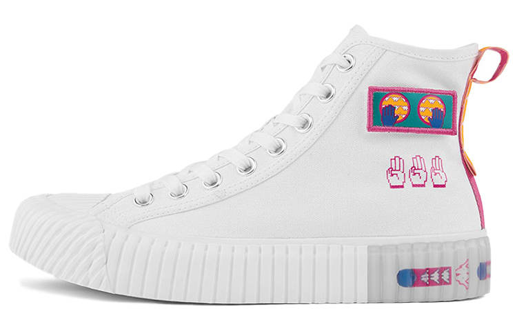 Kappa Slip Resistant Abrasion Resistant High top Canvas Shoes Unisex White