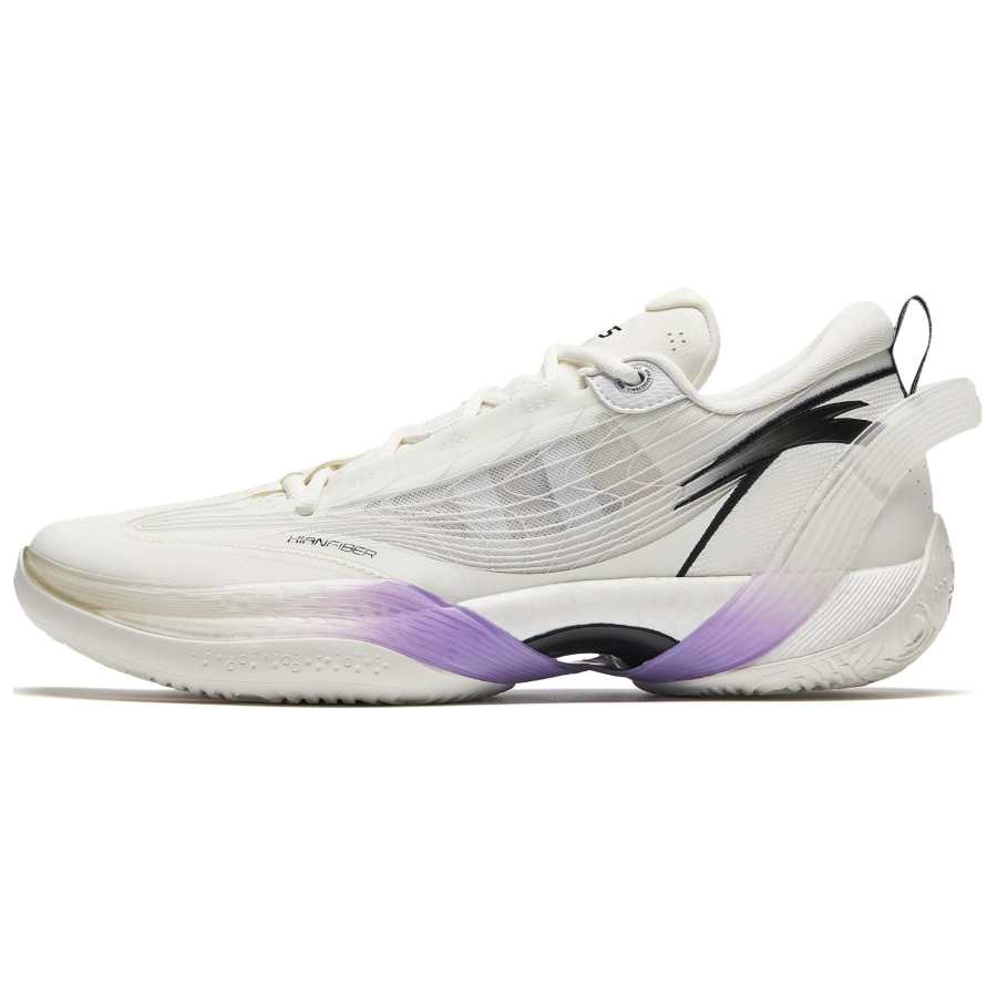 Anta Three point Rain1.0 Cushioning Slip Resistant Low top Basketball Shoes Men's White Purple