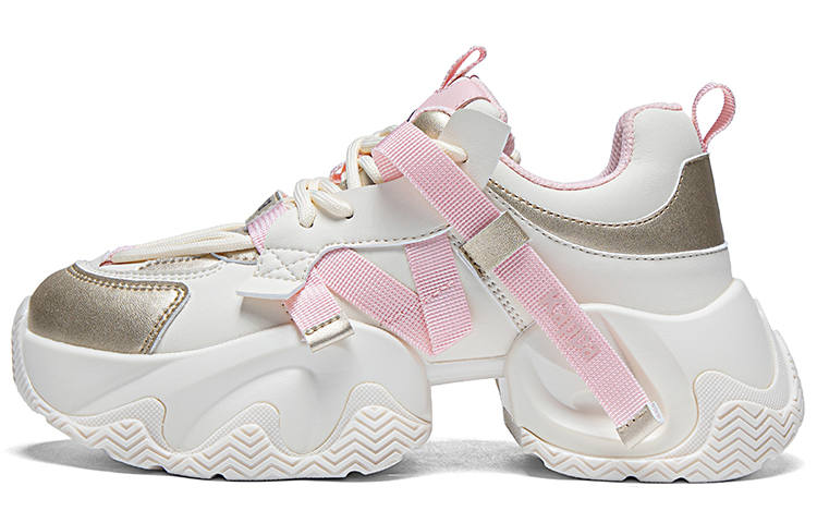 Kappa Slip Resistant, Abrasion Resistant, Breathable Low top Chunky Sneakers Women's White Gold