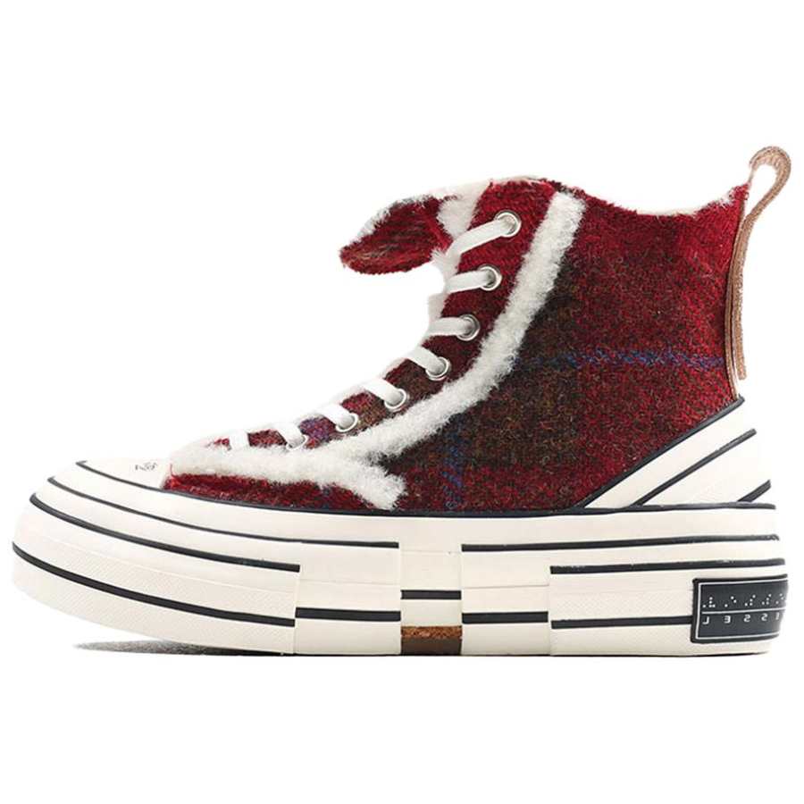 XVESSEL VESSEL G.O.P. Winter Highs Cherry Red High top Canvas Shoes Women's Red White