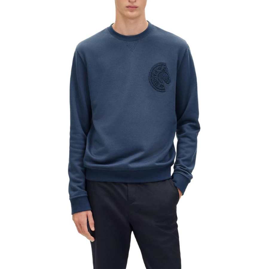 HERMES Sweatshirts Men's Indigo Crew Neck Moderate Regular