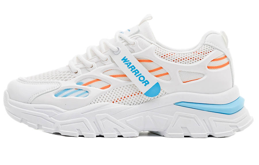 Warrior Cushioning Slip Resistant Abrasion Resistant Breathable Low top Chunky Sneakers Men's White Blue