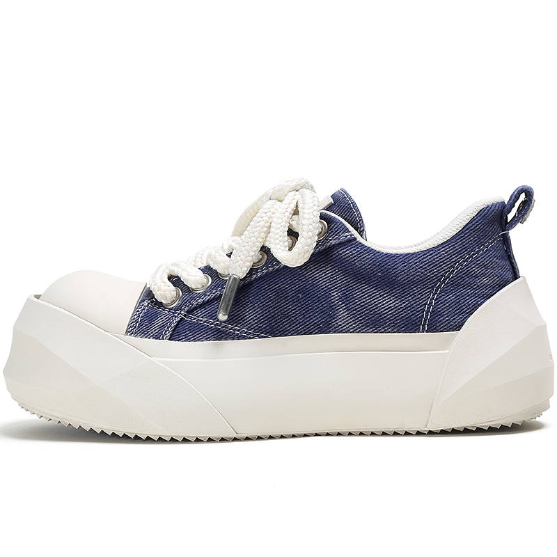 ADCDAVINCI Height Increasing Slip Resistant Abrasion Resistant Low top Canvas Shoes Unisex Blue