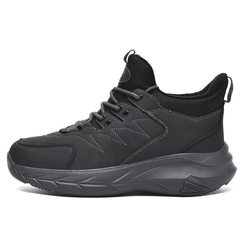 YIJIABAO Slip Resistant Thermal Mid top Chunky Sneakers Men's Black Gray