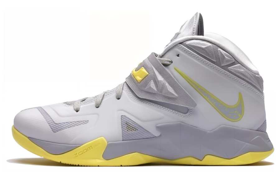 Nike Nike Zoom Soldier 7 Abrasion Resistant Abrasion Resistant High top Basketball Shoes Men's Yellow Gray