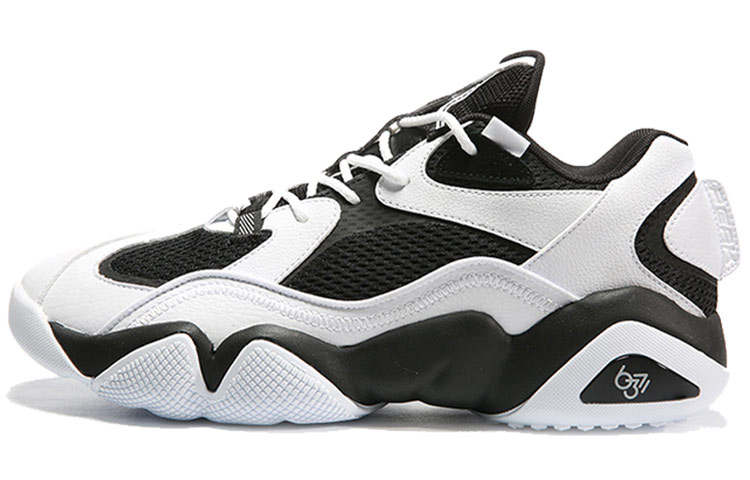 PEAK Taichi 6371 Slip Resistant Abrasion Resistant Cushioning Mid top Vintage Basketball Shoes, Men's White Black