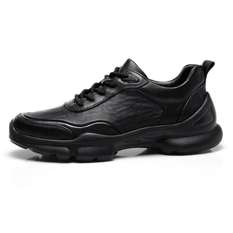QIANGREN 3515 Casual Leather Shoes Men's Black