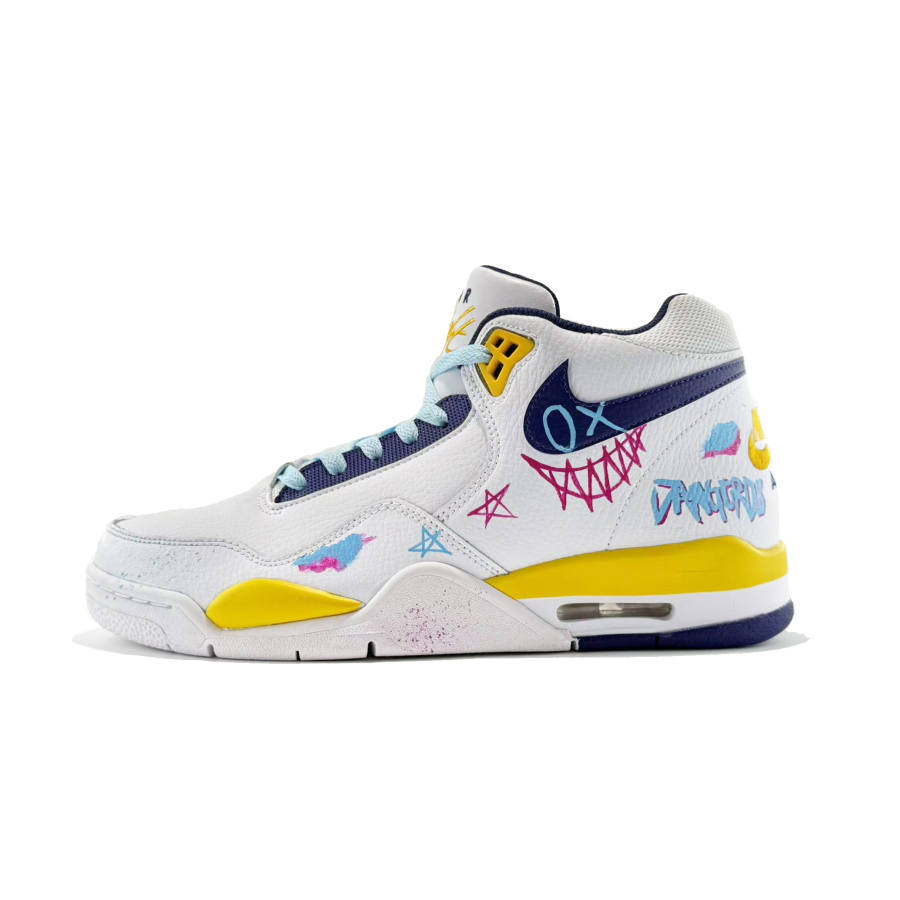 Nike Nike Flight Legacy Slip Resistant Coverage Mid top Vintage Basketball Shoes Men's White Purple Blue