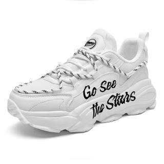 DEVIL AND ANGEL Breathable Height Increasing Low top Chunky Sneakers Unisex White