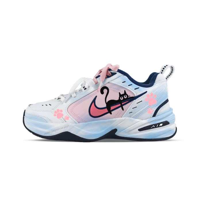 Nike Nike Air Monarch 4 Abrasion Resistant Breathable Low top Chunky Sneakers Unisex Blue White Pink