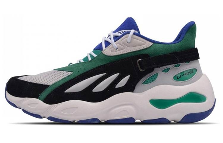 Li-Ning Li Ning Butterfly Slip Resistant, Abrasion Resistant, Lightweight Low top Chunky Sneakers Men's Blue Green