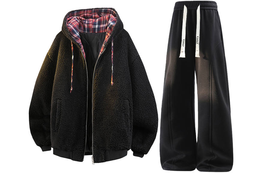 X1617 Casual Sportswear Unisex Hooded Thickened And Fleece Lined