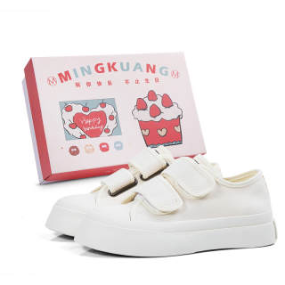 MINGKUANG Canvas Shoes Women's Low Top Beige