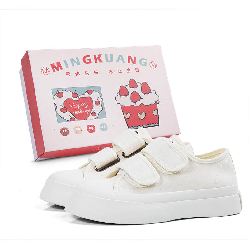 MINGKUANG Canvas Shoes Women's Low Top Beige