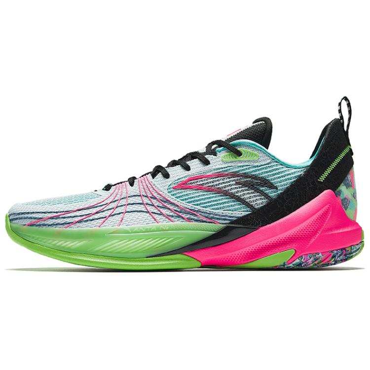 Anta Quick Decision 6 Slip Resistant Abrasion Resistant Low top Basketball Shoes Men's Green Blue Black