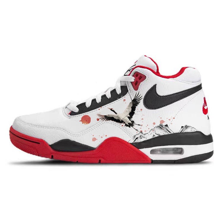 Nike Nike Flight Legacy Cushioning Slip Resistant Abrasion Resistant Mid top Vintage Basketball Shoes Unisex Red White